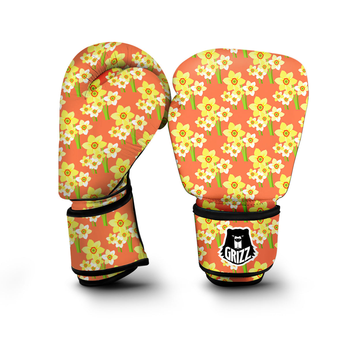 Daffodil And Pink Print Pattern Boxing Gloves-grizzshop