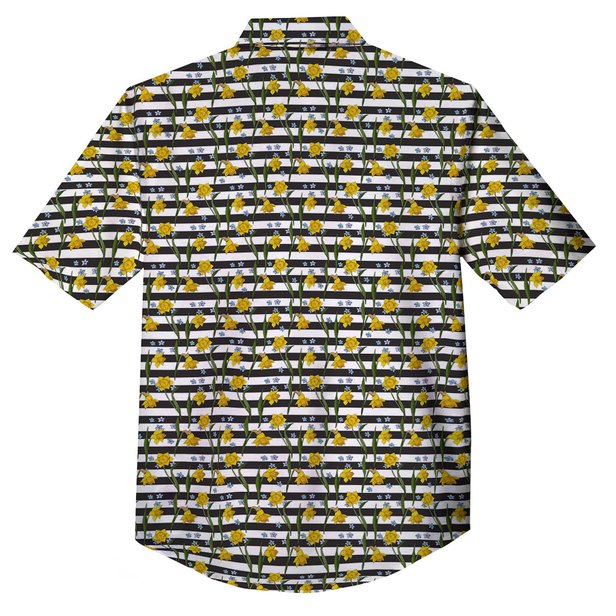 Daffodil Black Striped Print Pattern Button Up Shirt-grizzshop