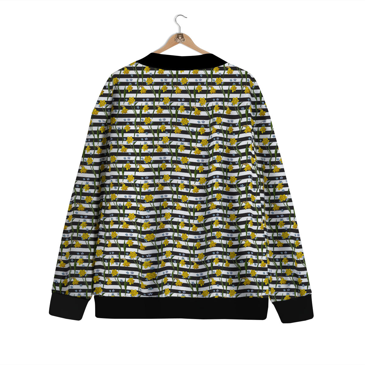 Daffodil Black Striped Print Pattern Cardigan-grizzshop