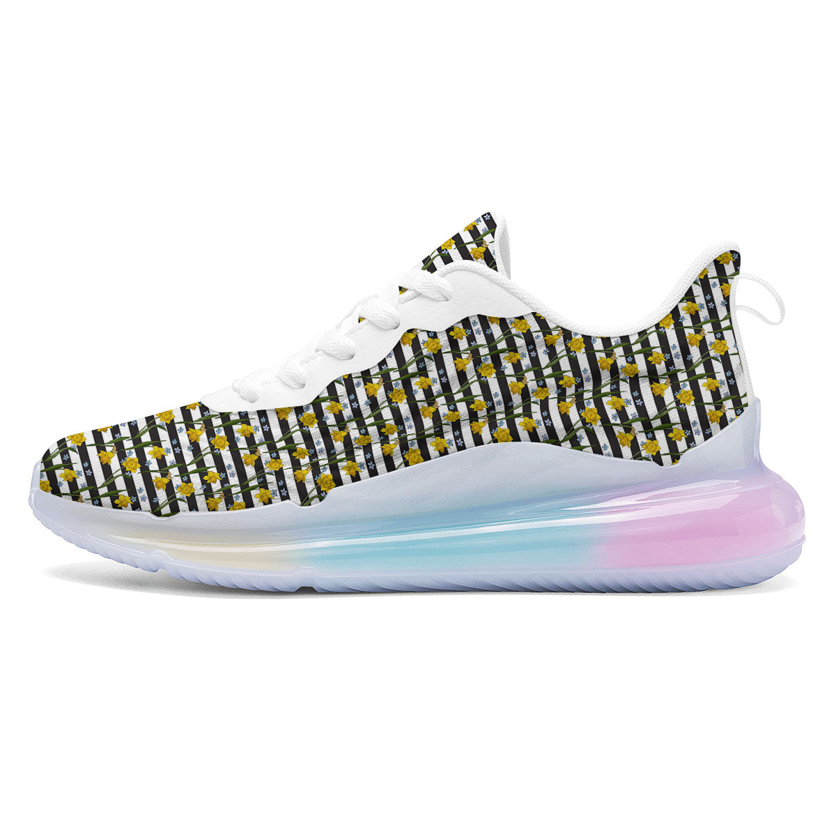 Daffodil Black Striped Print Pattern Running Sneakers-grizzshop