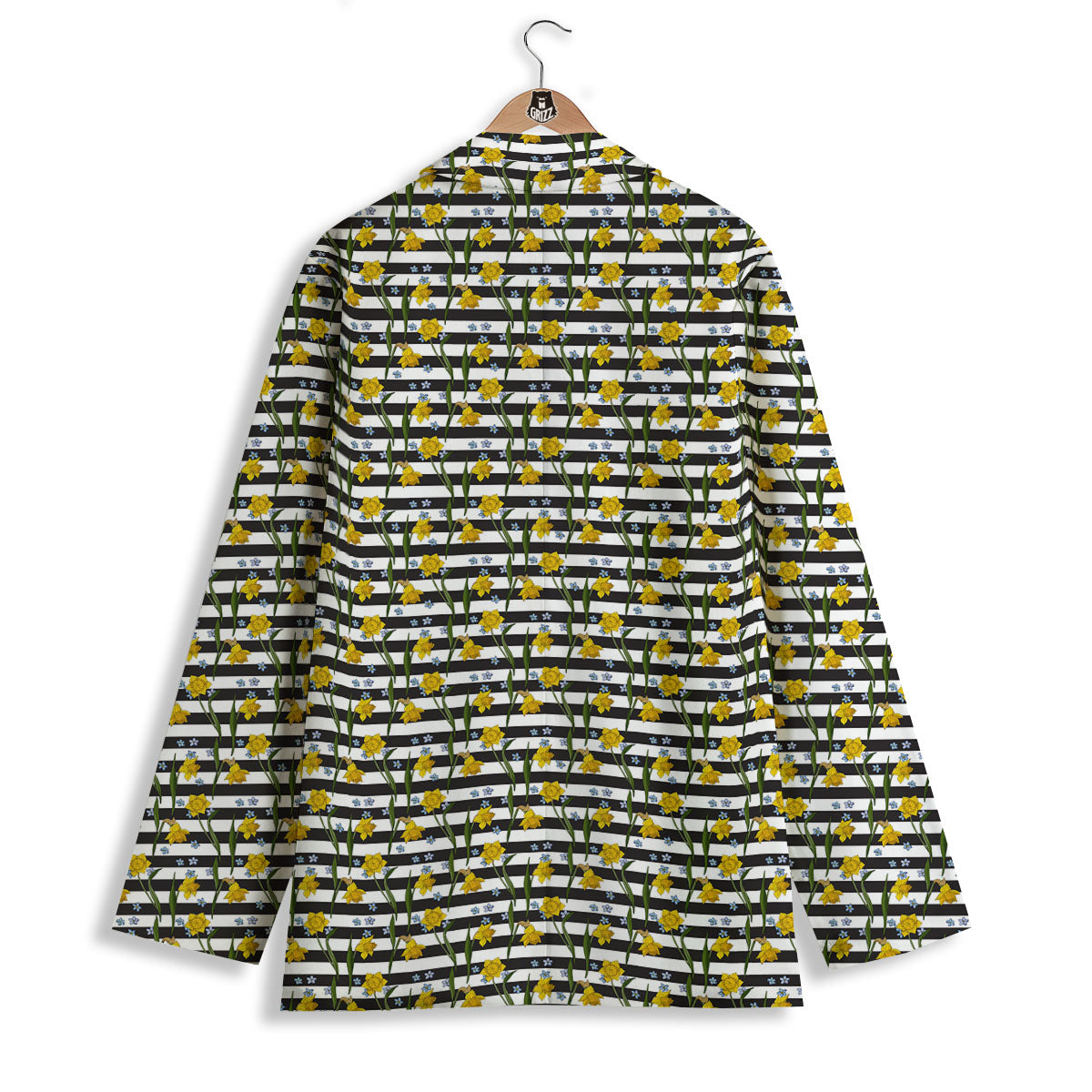 Daffodil Black Striped Print Pattern Women's Blazer-grizzshop