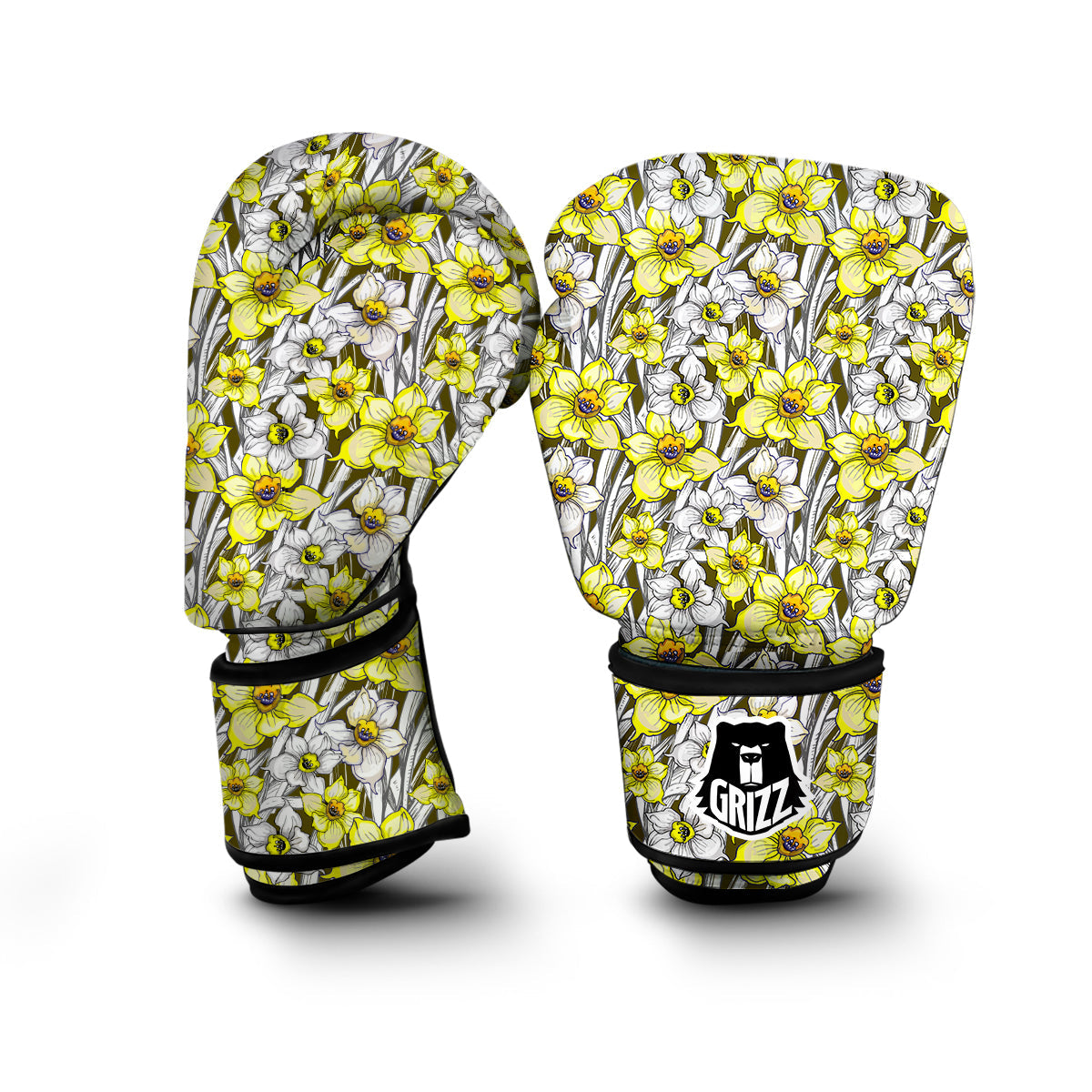 Daffodil Vintagecolor Print Pattern Boxing Gloves-grizzshop