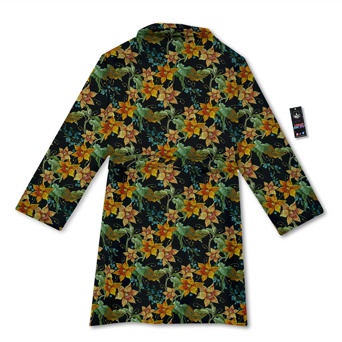 Daffodil Yellow And Black Print Pattern Bathrobe-grizzshop
