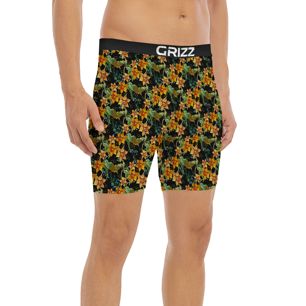 Daffodil Yellow And Black Print Pattern Boxer Briefs-grizzshop