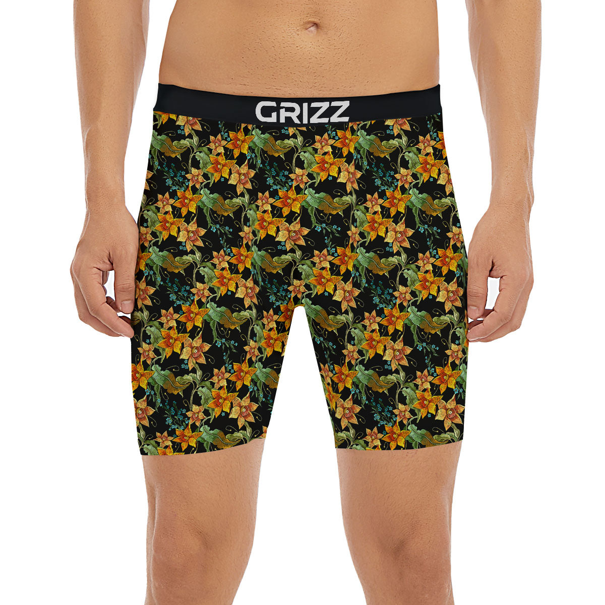 Daffodil Yellow And Black Print Pattern Boxer Briefs-grizzshop