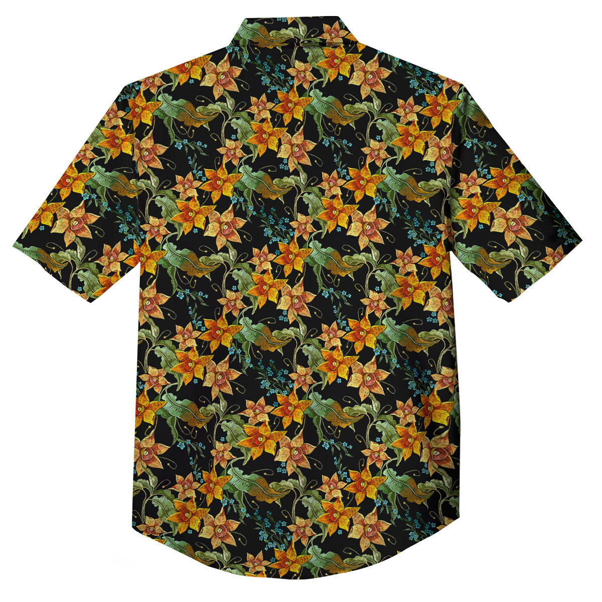 Daffodil Yellow And Black Print Pattern Button Up Shirt-grizzshop