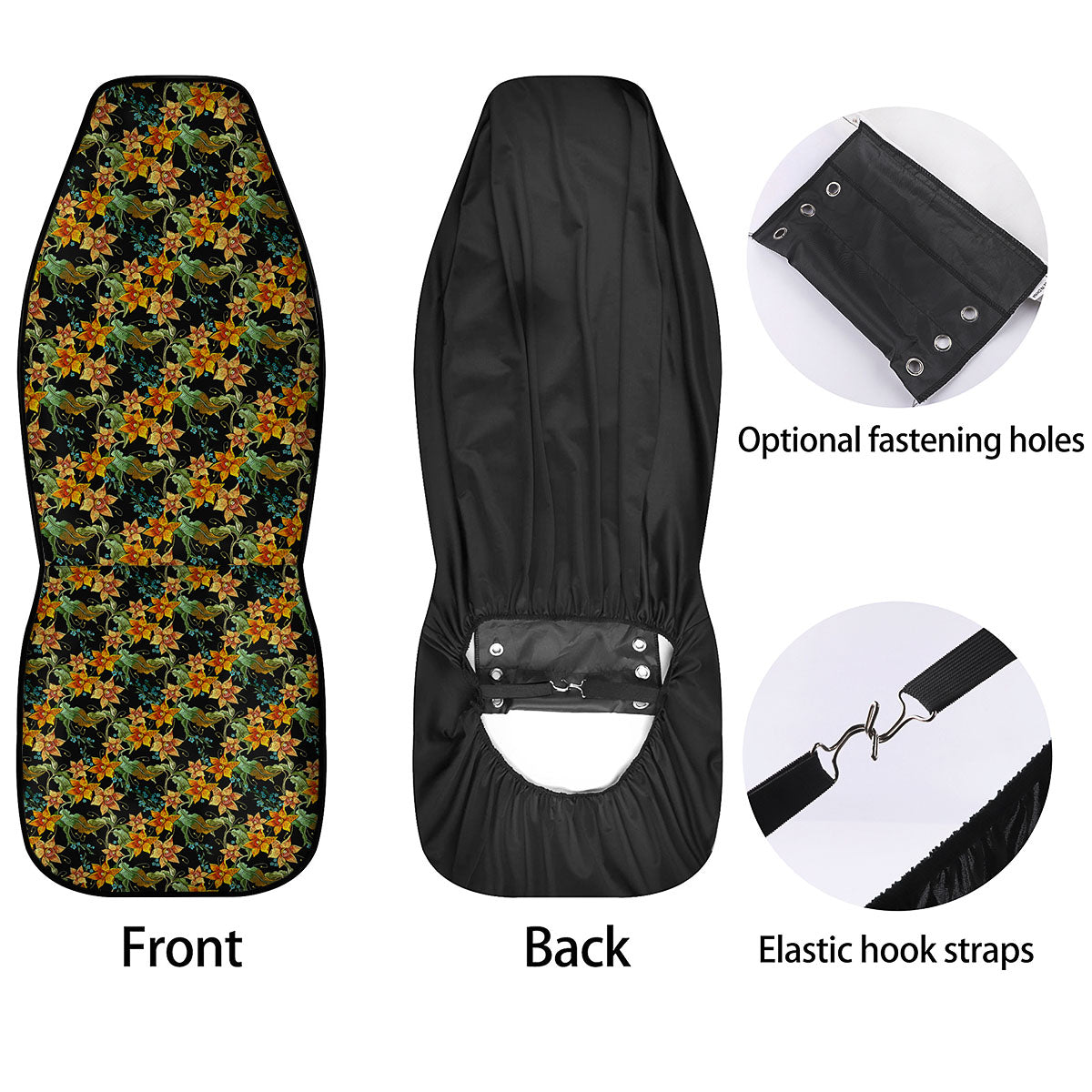 Daffodil Yellow And Black Print Pattern Car Seat Covers-grizzshop