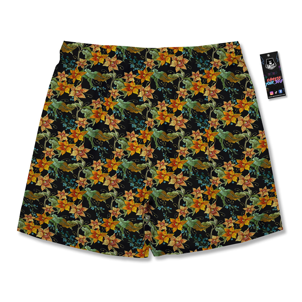 Daffodil Yellow And Black Print Pattern Men's Running Shorts-grizzshop
