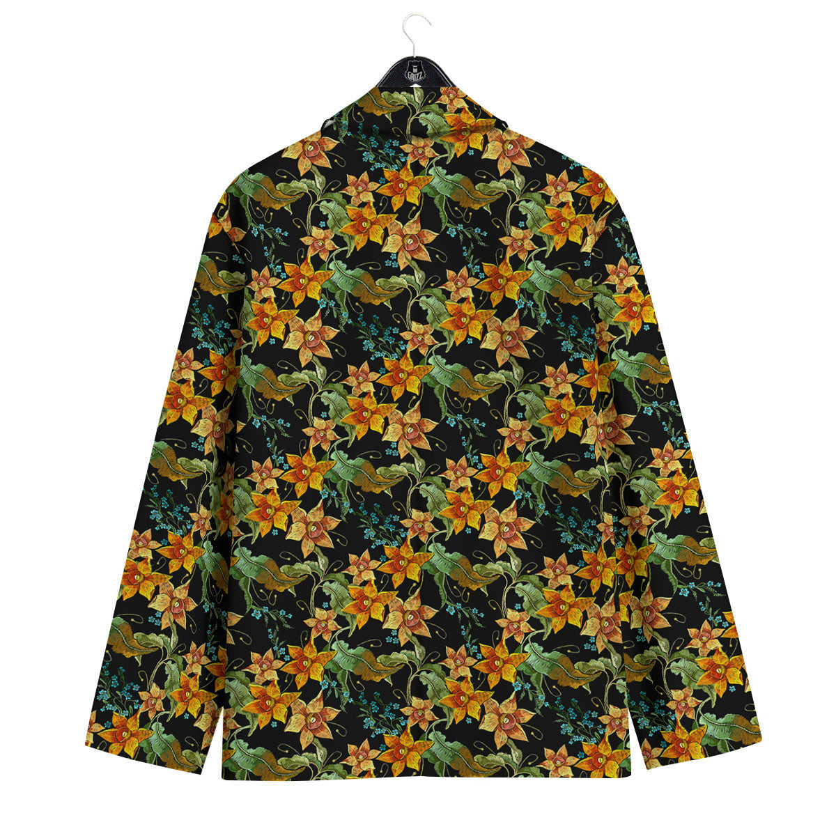 Daffodil Yellow And Black Print Pattern Men's Sport Coat-grizzshop