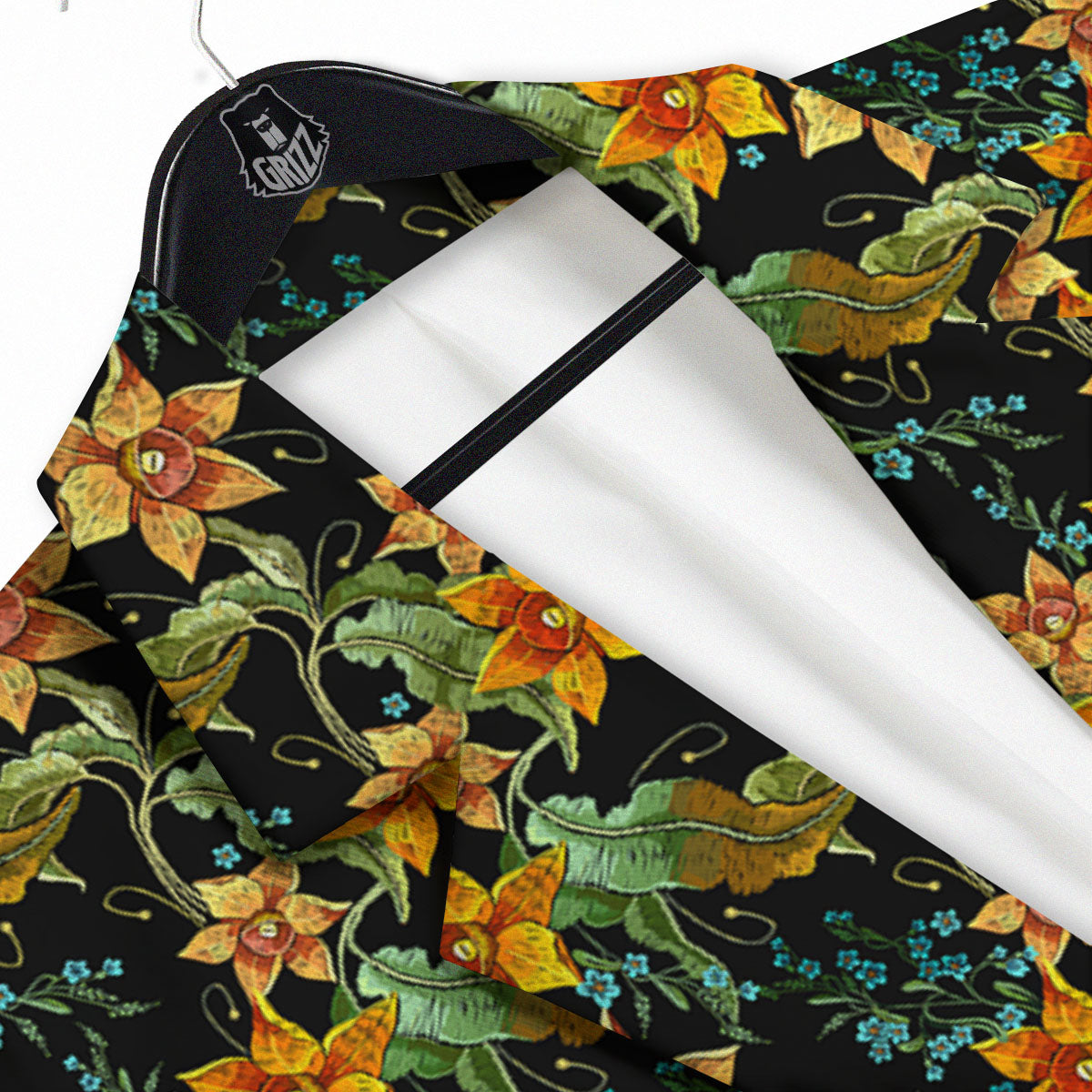 Daffodil Yellow And Black Print Pattern Men's Sport Coat-grizzshop