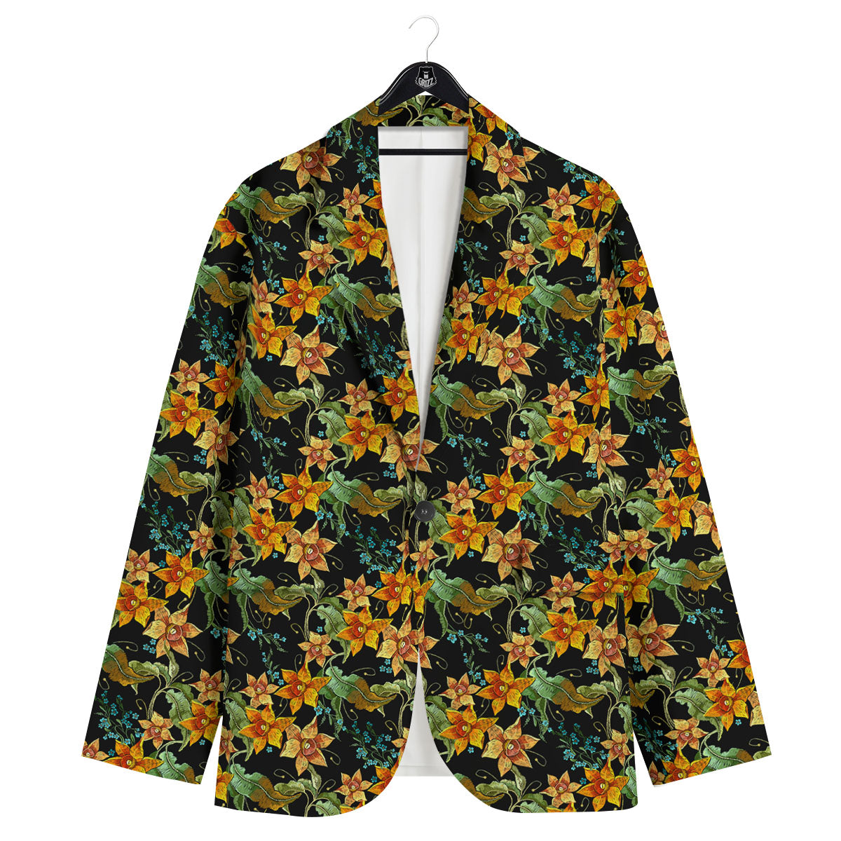 Daffodil Yellow And Black Print Pattern Men's Sport Coat-grizzshop