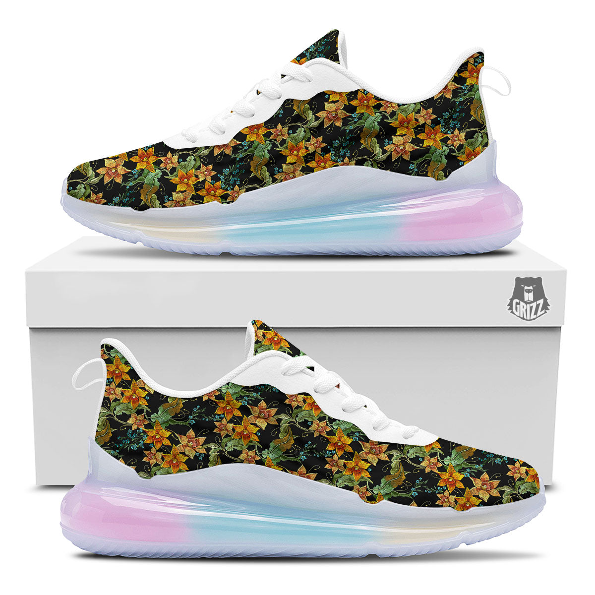 Daffodil Yellow And Black Print Pattern Running Sneakers-grizzshop