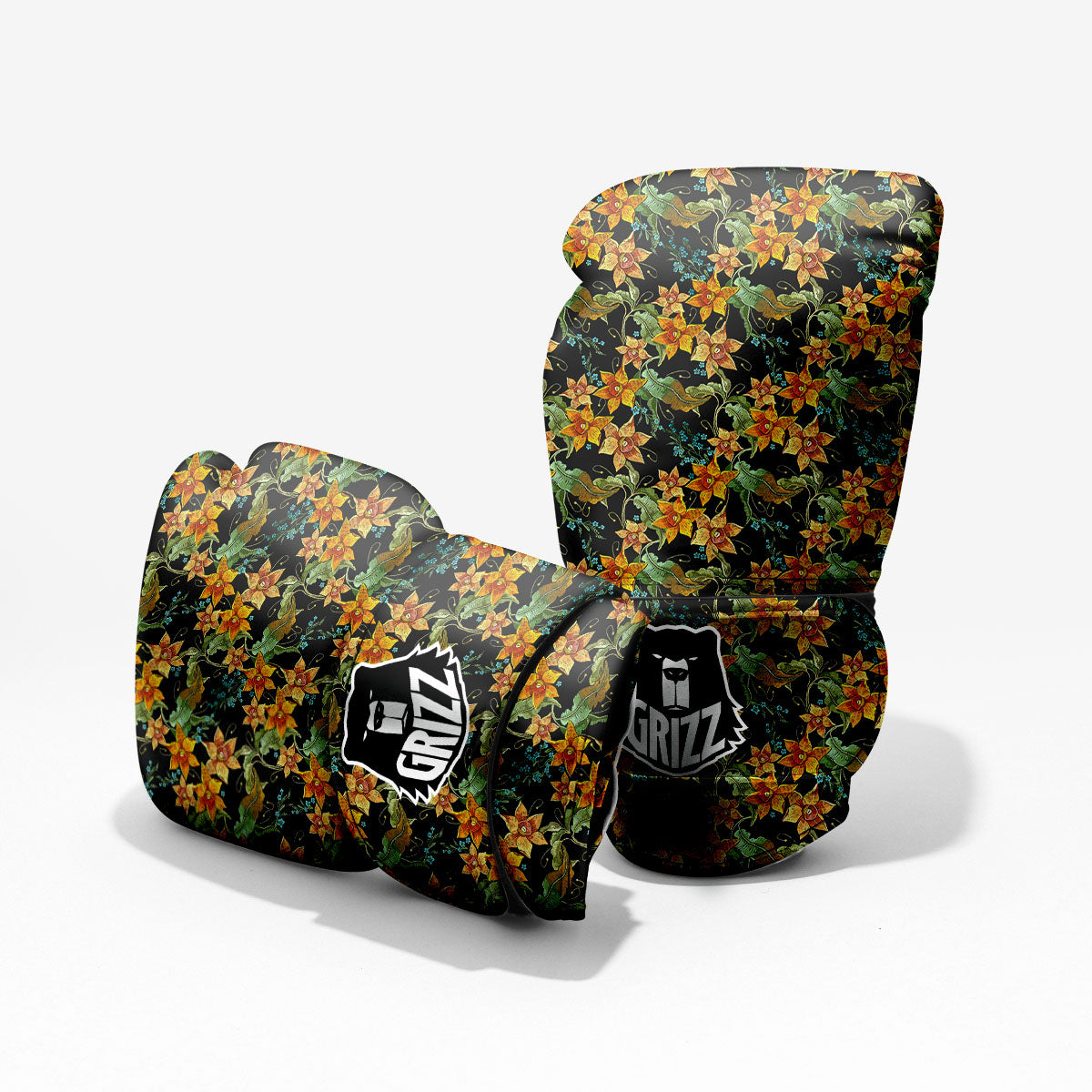 Daffodil Yellow And Black Print Pattern Pro Boxing Glove
