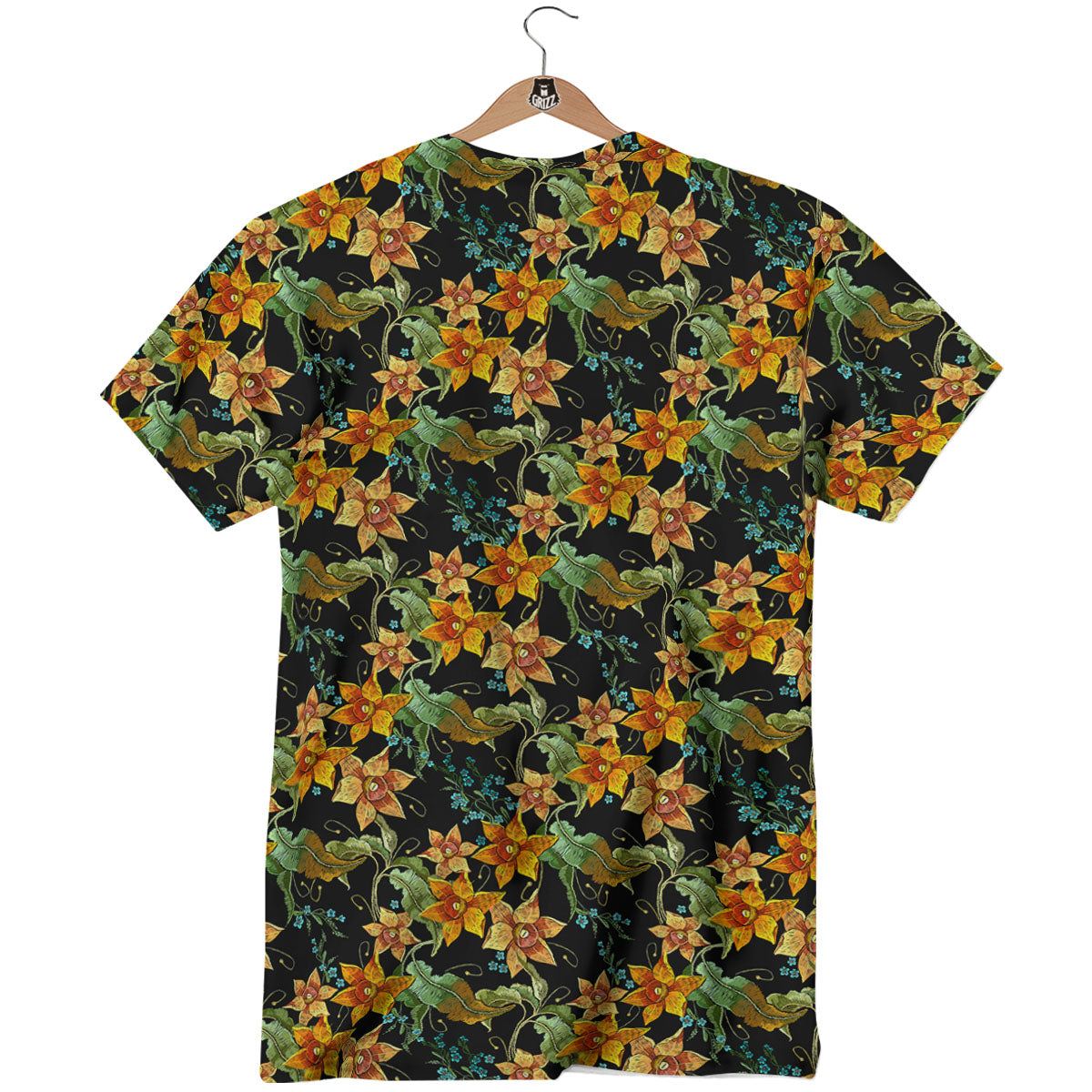 Daffodil Yellow And Black Print Pattern T-Shirt-grizzshop