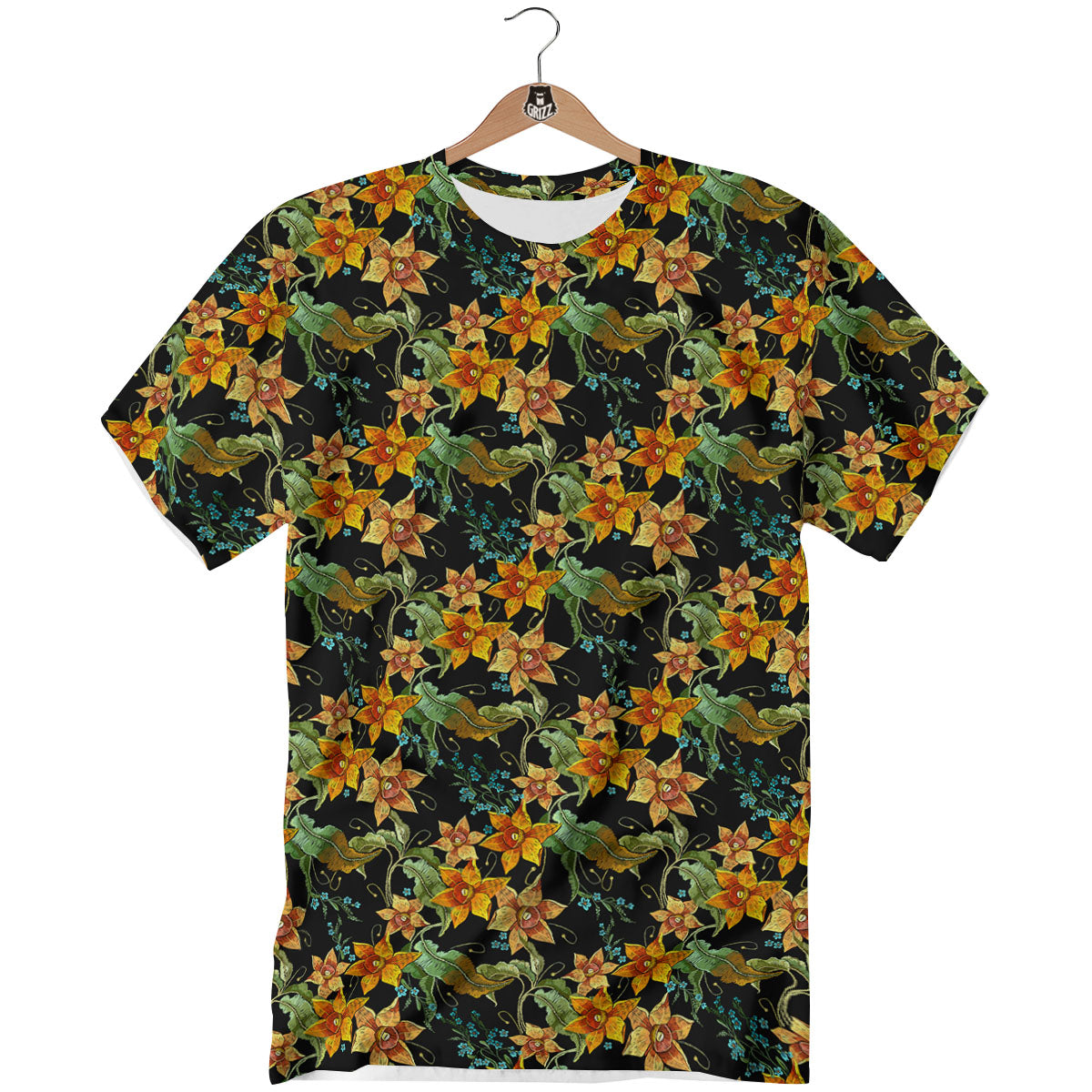Daffodil Yellow And Black Print Pattern T-Shirt-grizzshop