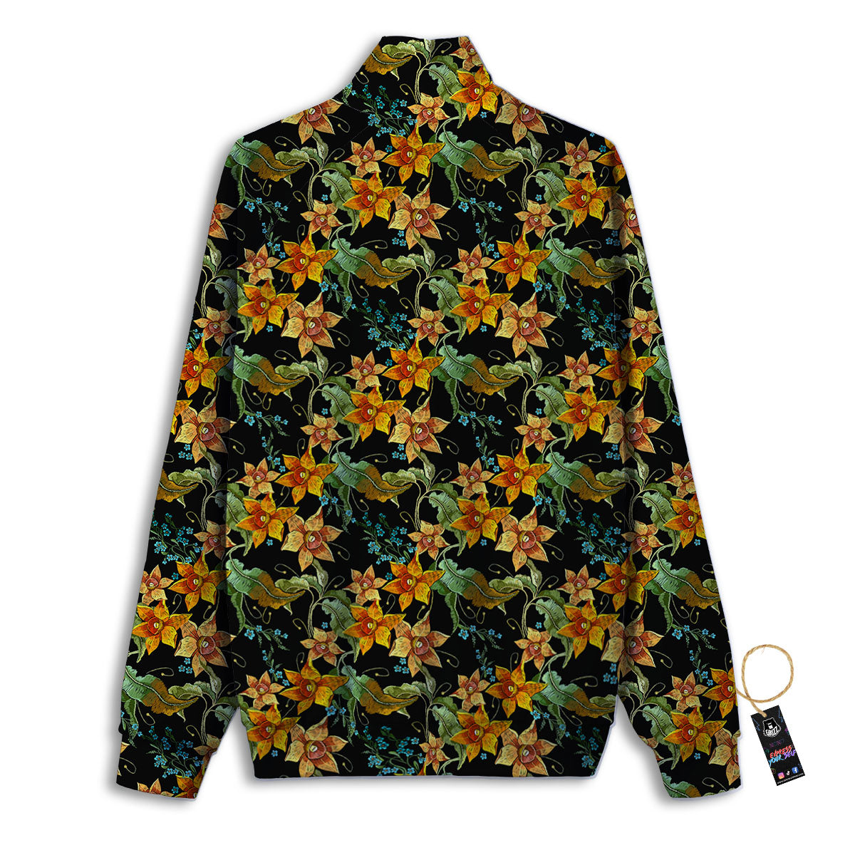 Daffodil Yellow And Black Print Pattern Track Jacket-grizzshop