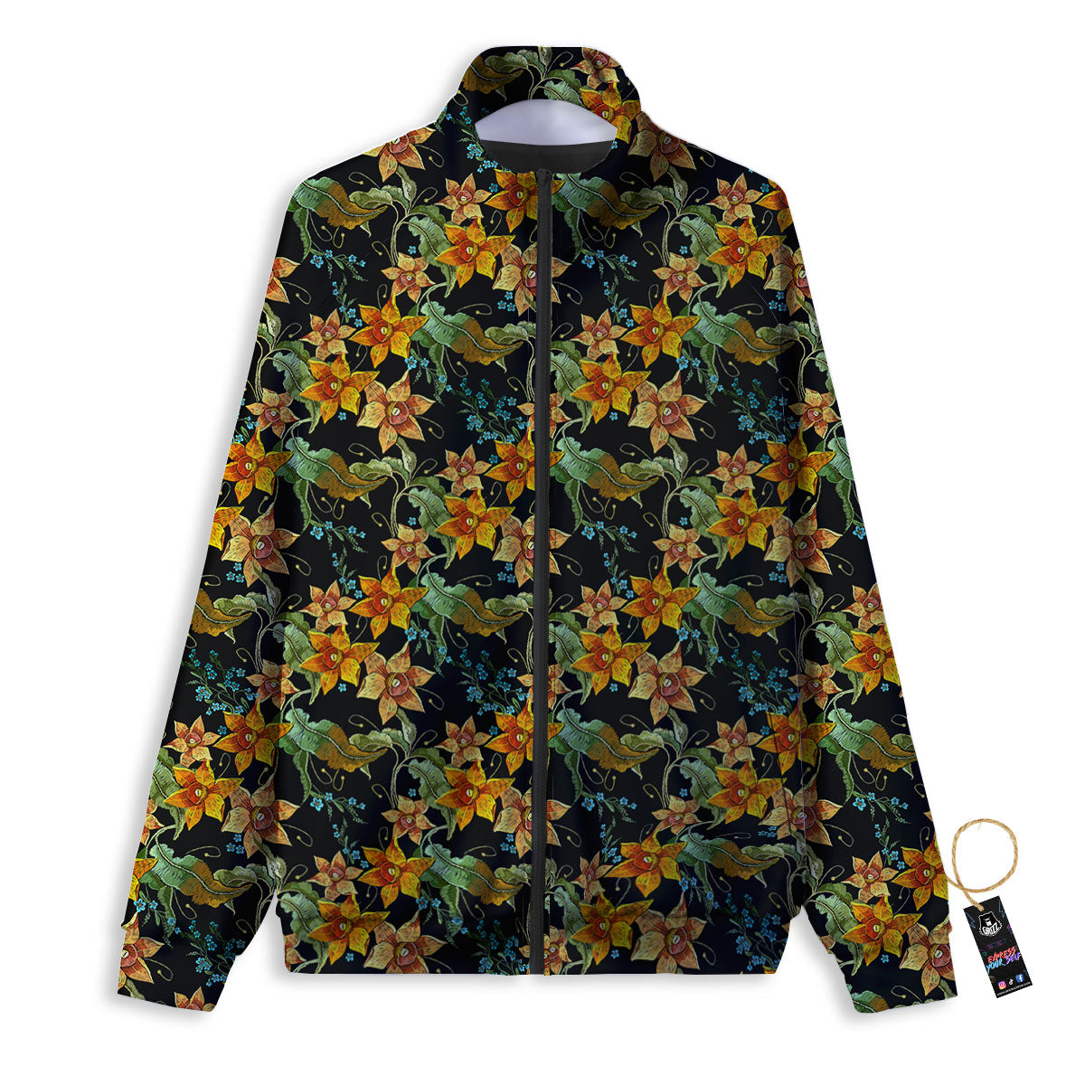 Daffodil Yellow And Black Print Pattern Track Jacket-grizzshop