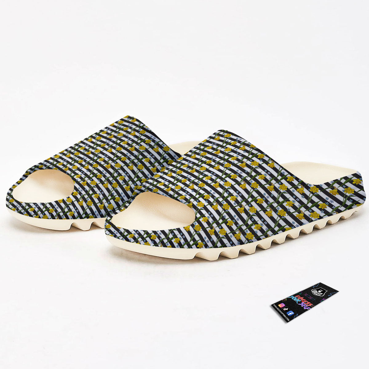 Daffodil Black Striped Print Pattern Sandals-grizzshop