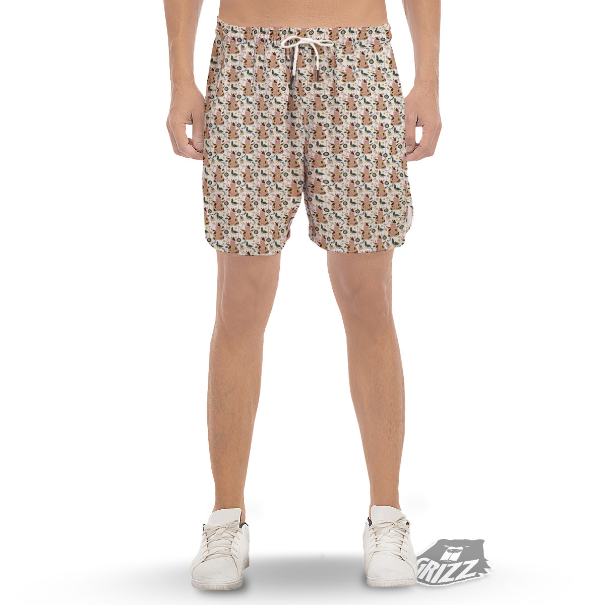 Dairy Cow Cartoon Happy Print Pattern Men's Gym Shorts-grizzshop
