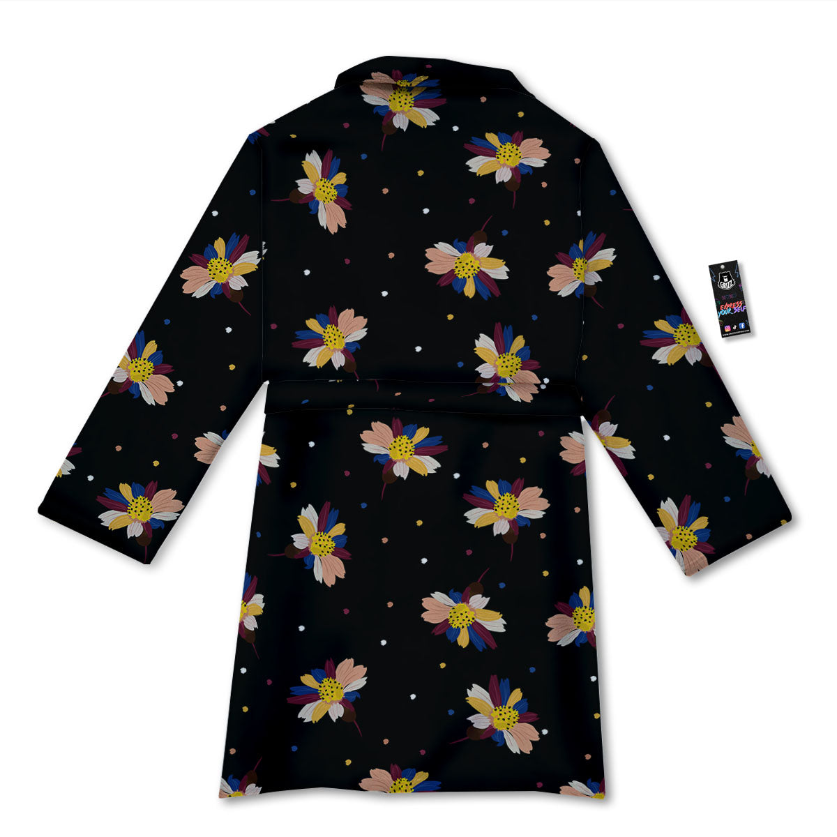 Daisy Floral Polka Dot Print Pattern Bathrobe-grizzshop
