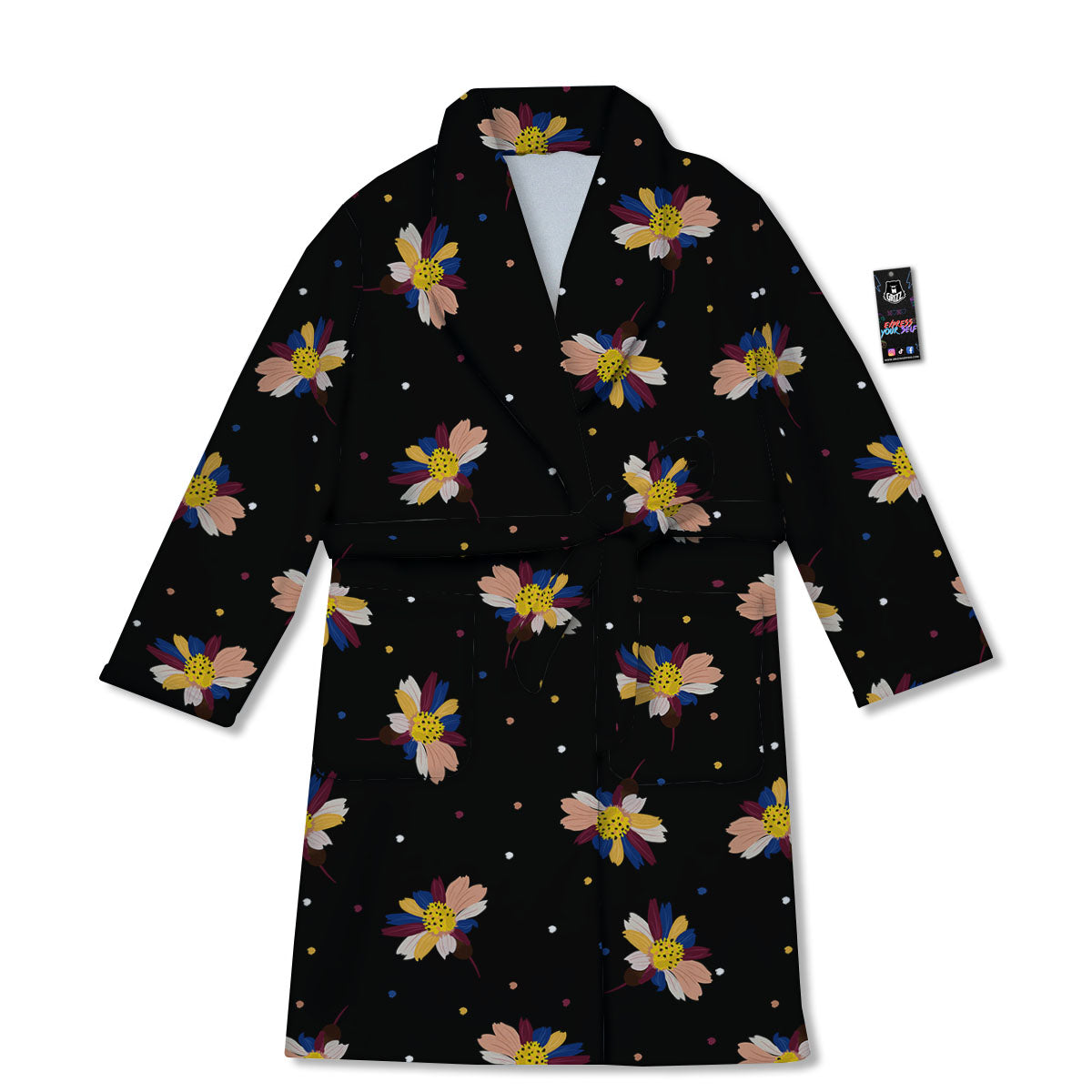 Daisy Floral Polka Dot Print Pattern Bathrobe-grizzshop
