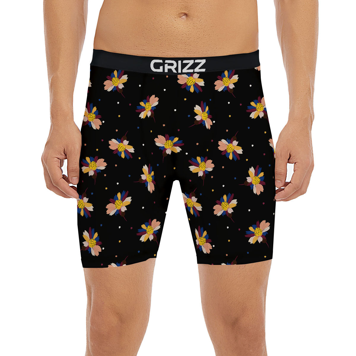 Daisy Floral Polka Dot Print Pattern Boxer Briefs-grizzshop