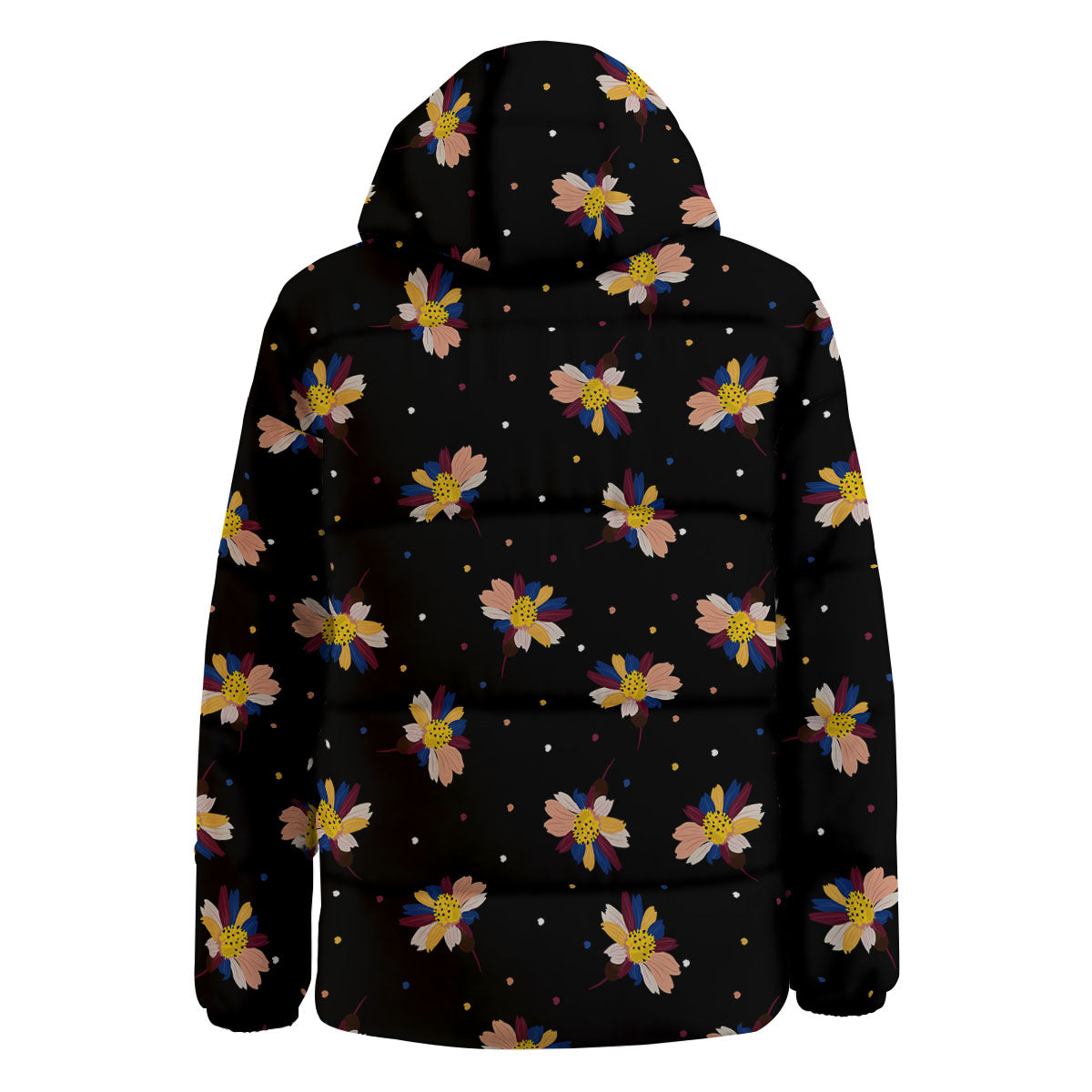 Daisy Floral Polka Dot Print Pattern Down Jacket-grizzshop