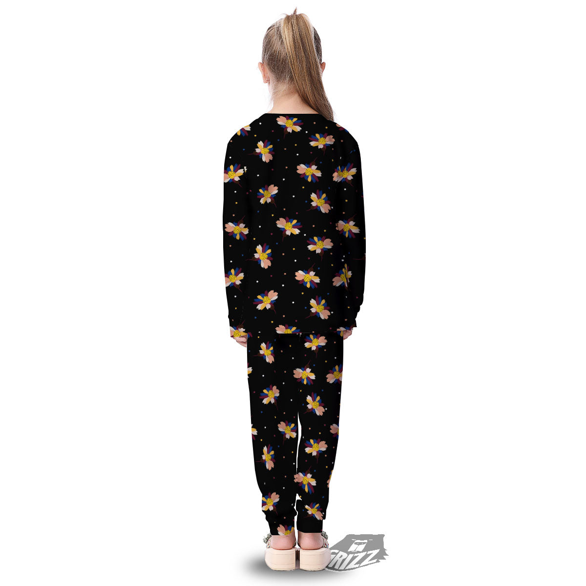 Daisy Floral Polka Dot Print Pattern Kid's Pajamas-grizzshop