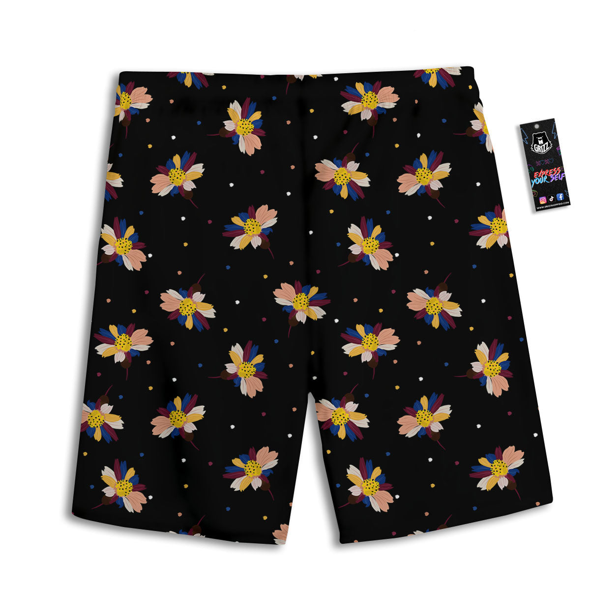 Daisy Floral Polka Dot Print Pattern Men's Athletic Shorts