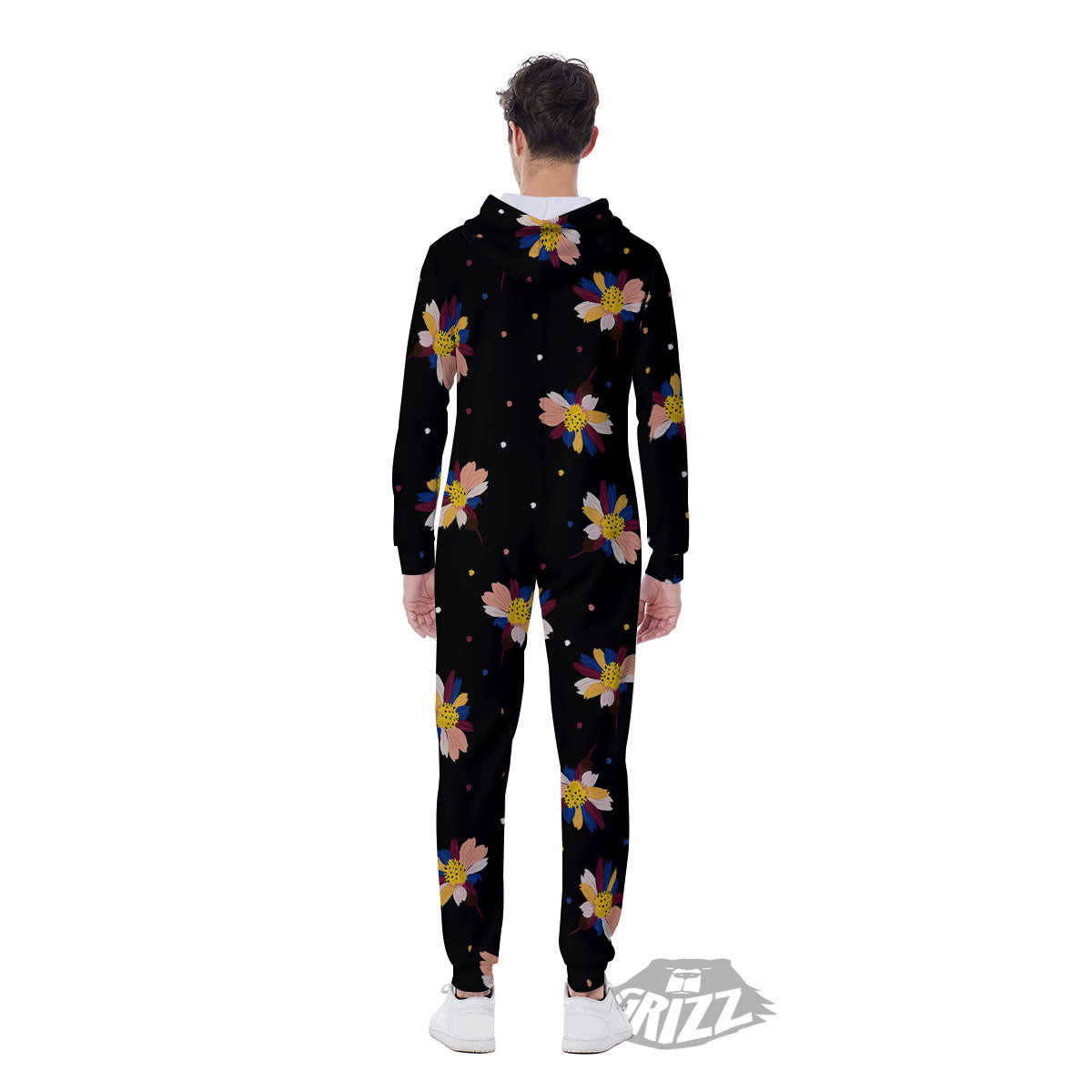 Daisy Floral Polka Dot Print Pattern Men's Jumpsuit-grizzshop