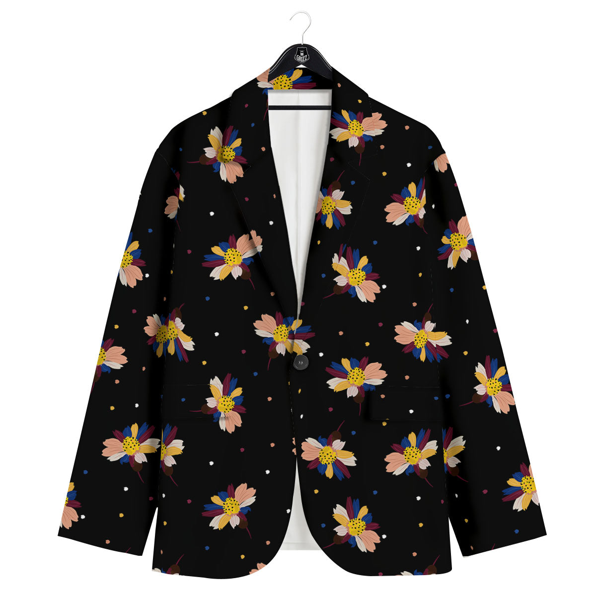 Daisy Floral Polka Dot Print Pattern Men's Sport Coat-grizzshop