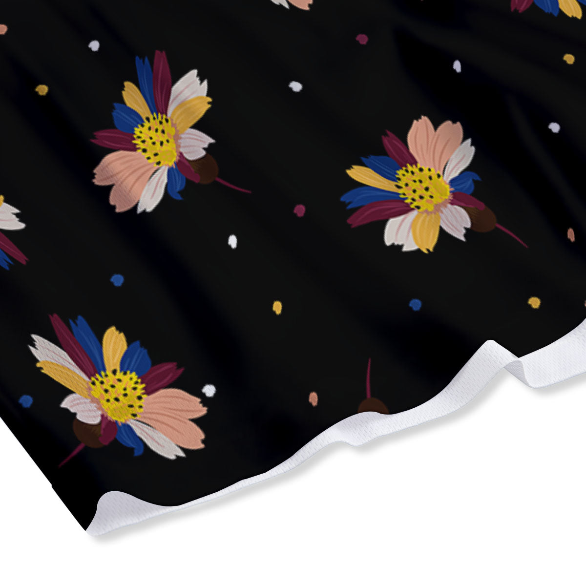 Daisy Floral Polka Dot Print Pattern Mesh Shorts