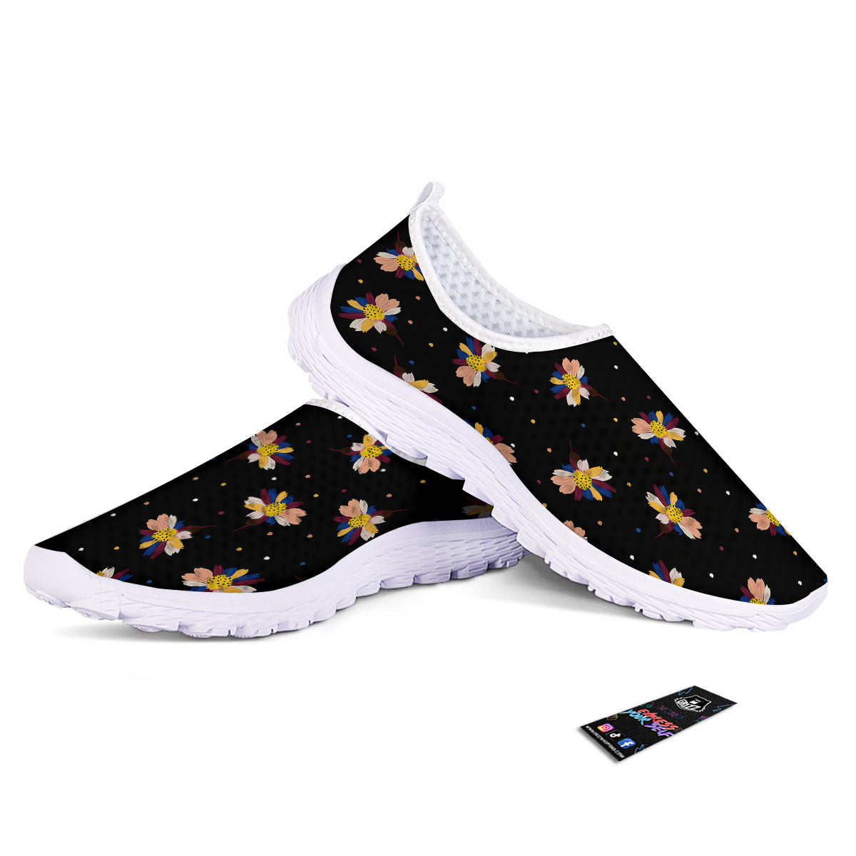 Daisy Floral Polka Dot Print Pattern Nurse Shoes-grizzshop