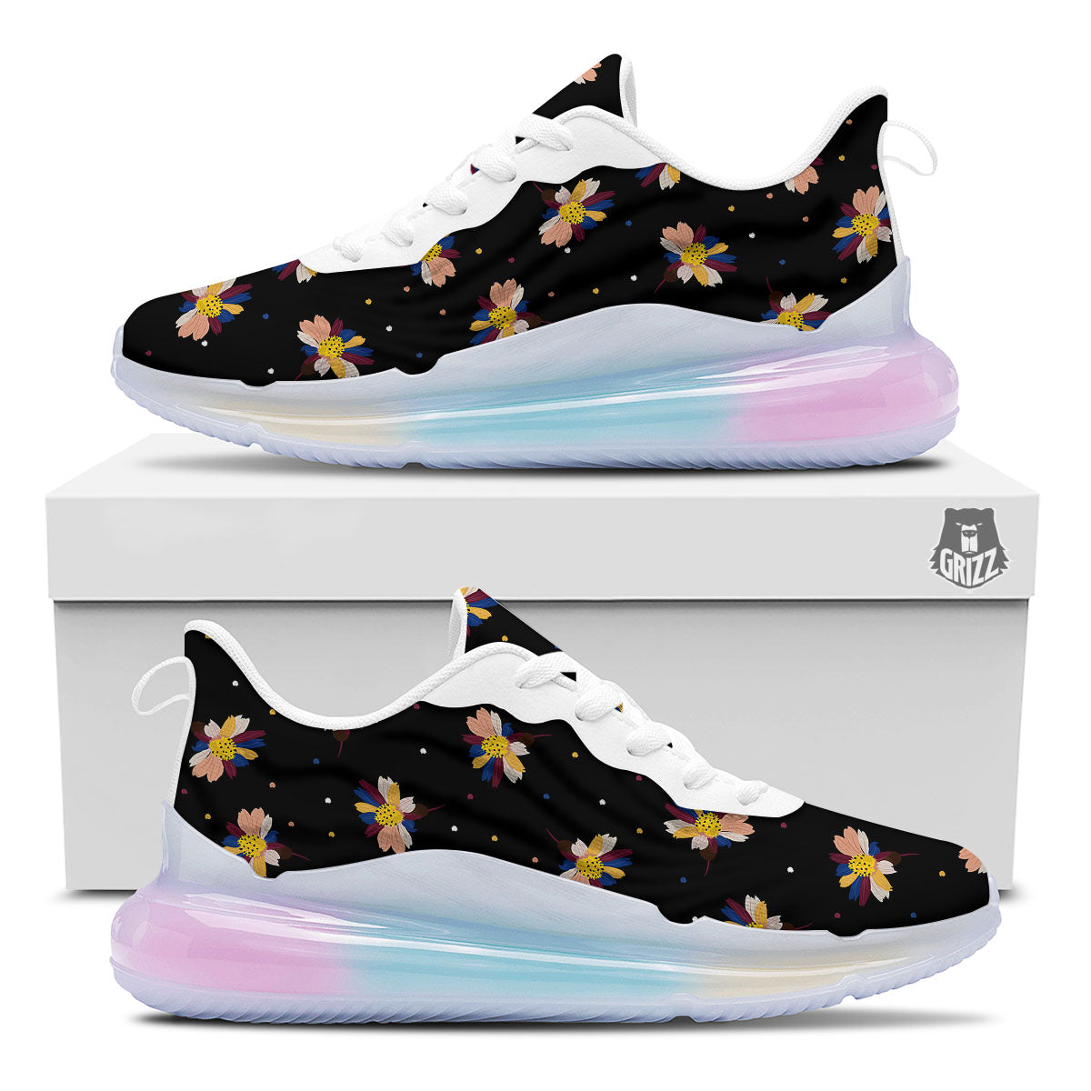Daisy Floral Polka Dot Print Pattern Running Sneakers-grizzshop
