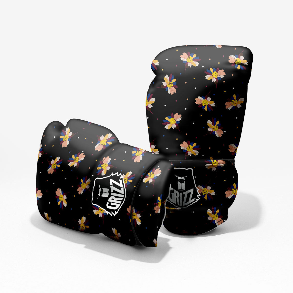 Daisy Floral Polka Dot Print Pattern Pro Boxing Glove