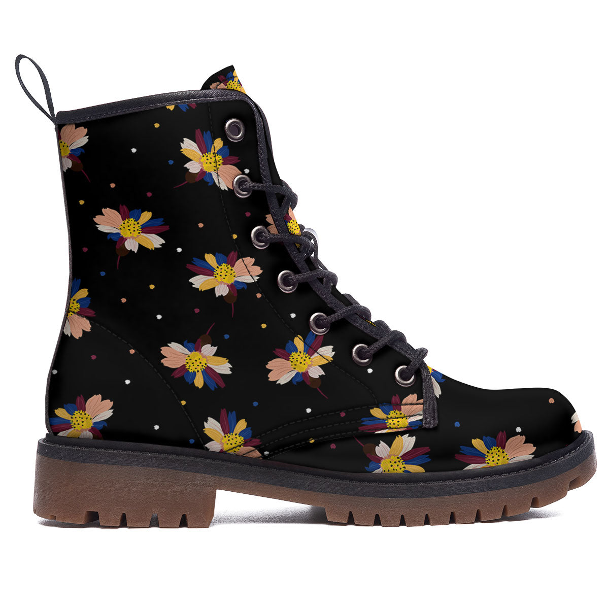 Daisy Floral Polka Dot Print Pattern Work Boots-grizzshop