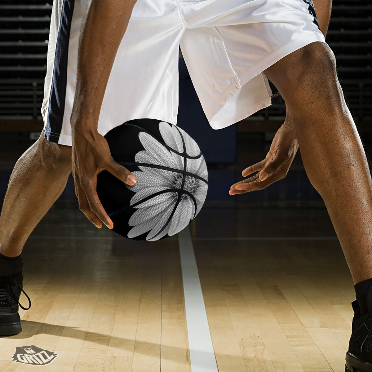 Daisy Flower Monochrome Print Basketball-grizzshop