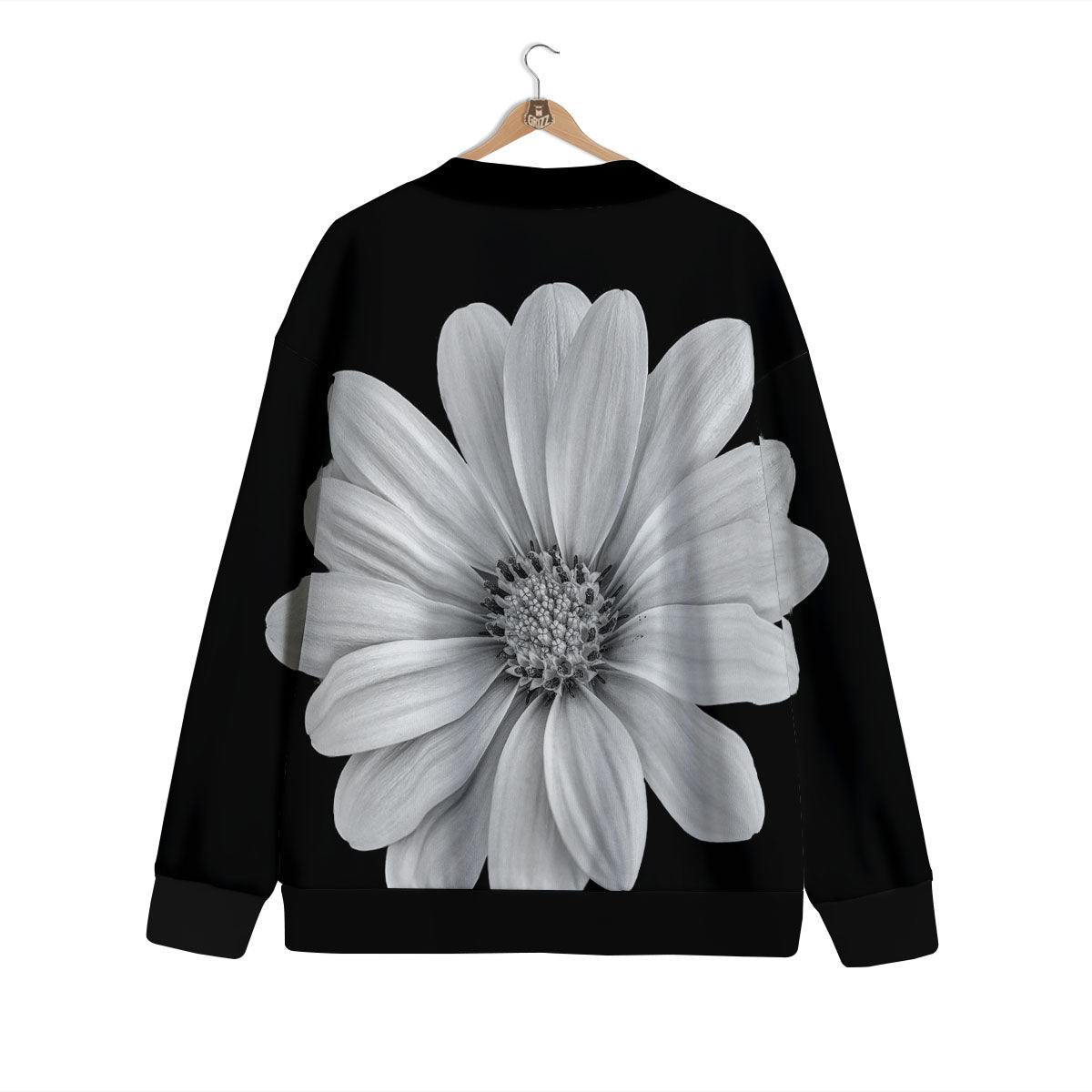 Daisy Flower Monochrome Print Cardigan-grizzshop