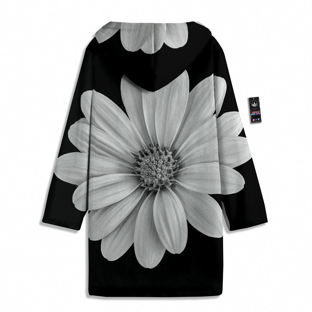 Daisy Flower Monochrome Print Men's Windbreaker Jacket-grizzshop