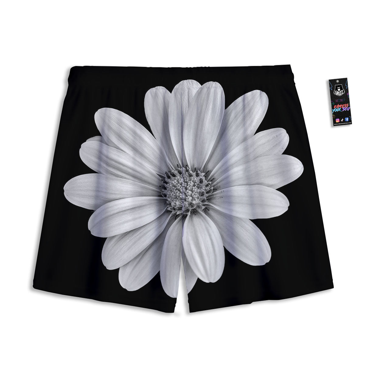 Daisy Flower Monochrome Print Mesh Shorts
