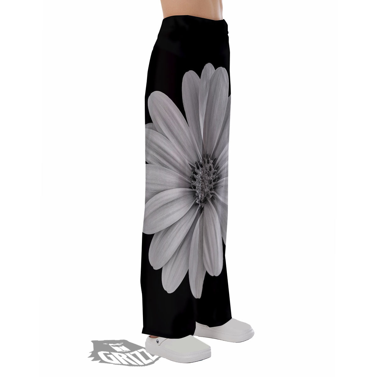 Daisy Flower Monochrome Print Pajama Pants-grizzshop