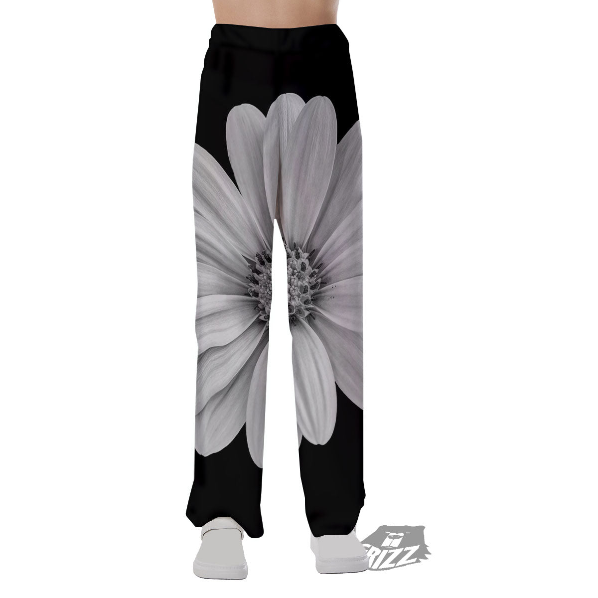 Daisy Flower Monochrome Print Pajama Pants-grizzshop