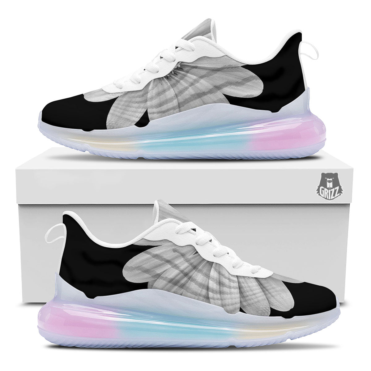 Daisy Flower Monochrome Print Running Sneakers-grizzshop