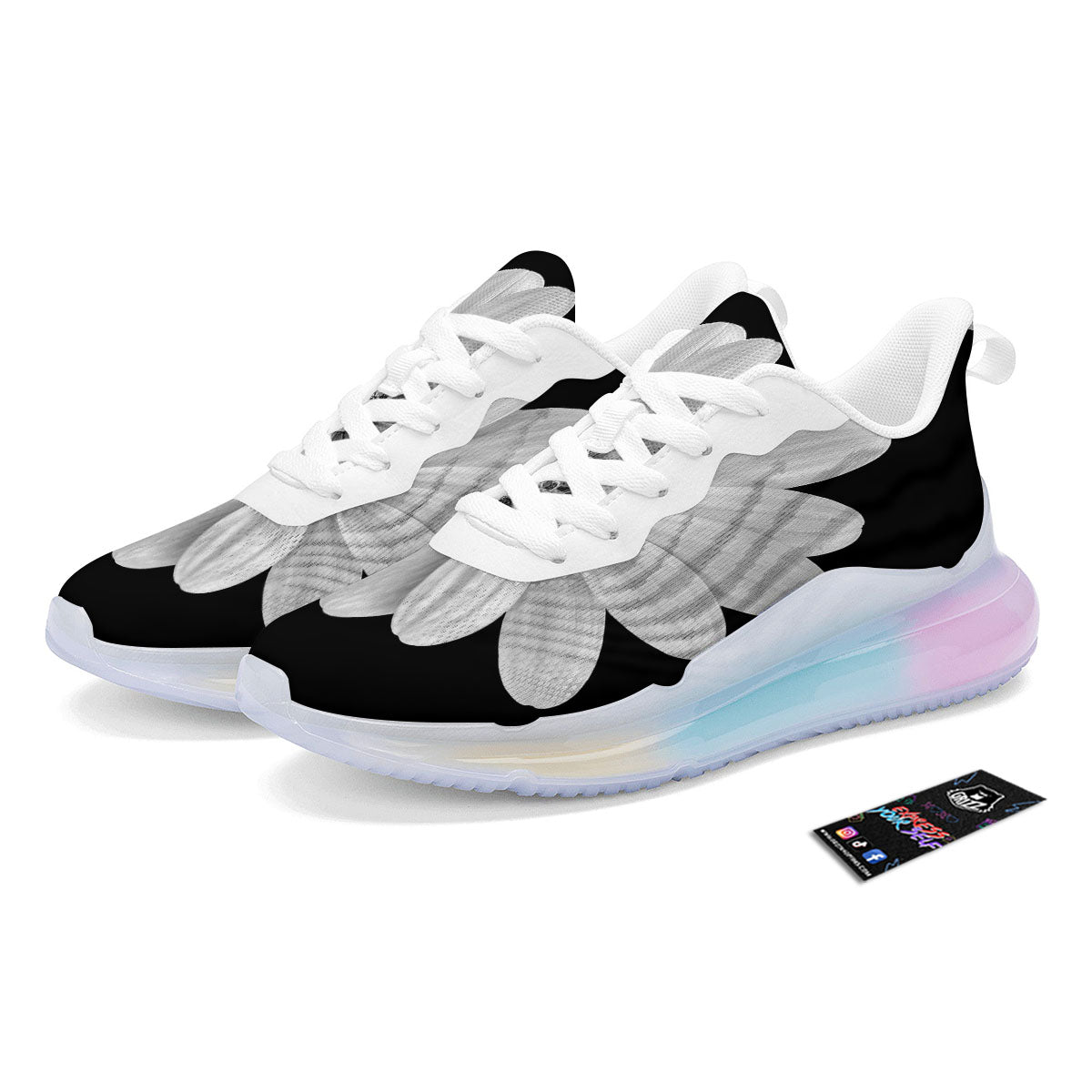 Daisy Flower Monochrome Print Running Sneakers-grizzshop