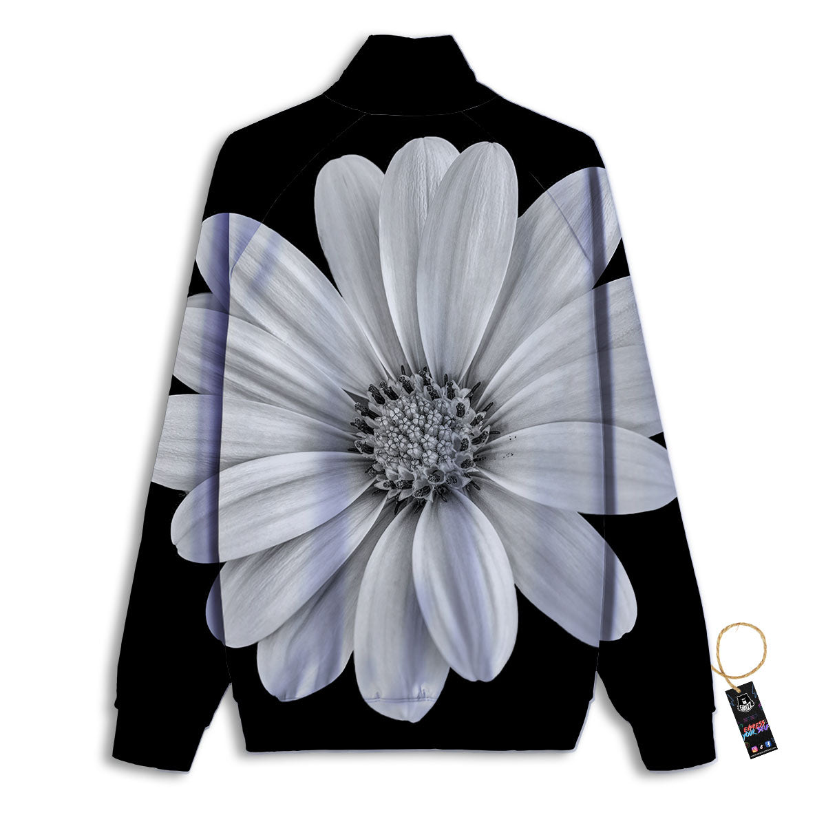 Daisy Flower Monochrome Print Track Jacket-grizzshop