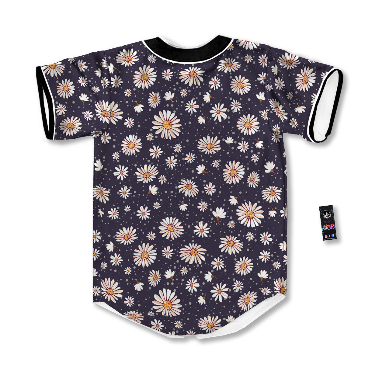 Daisy Flower Polka Dot Print Pattern Baseball Jersey-grizzshop
