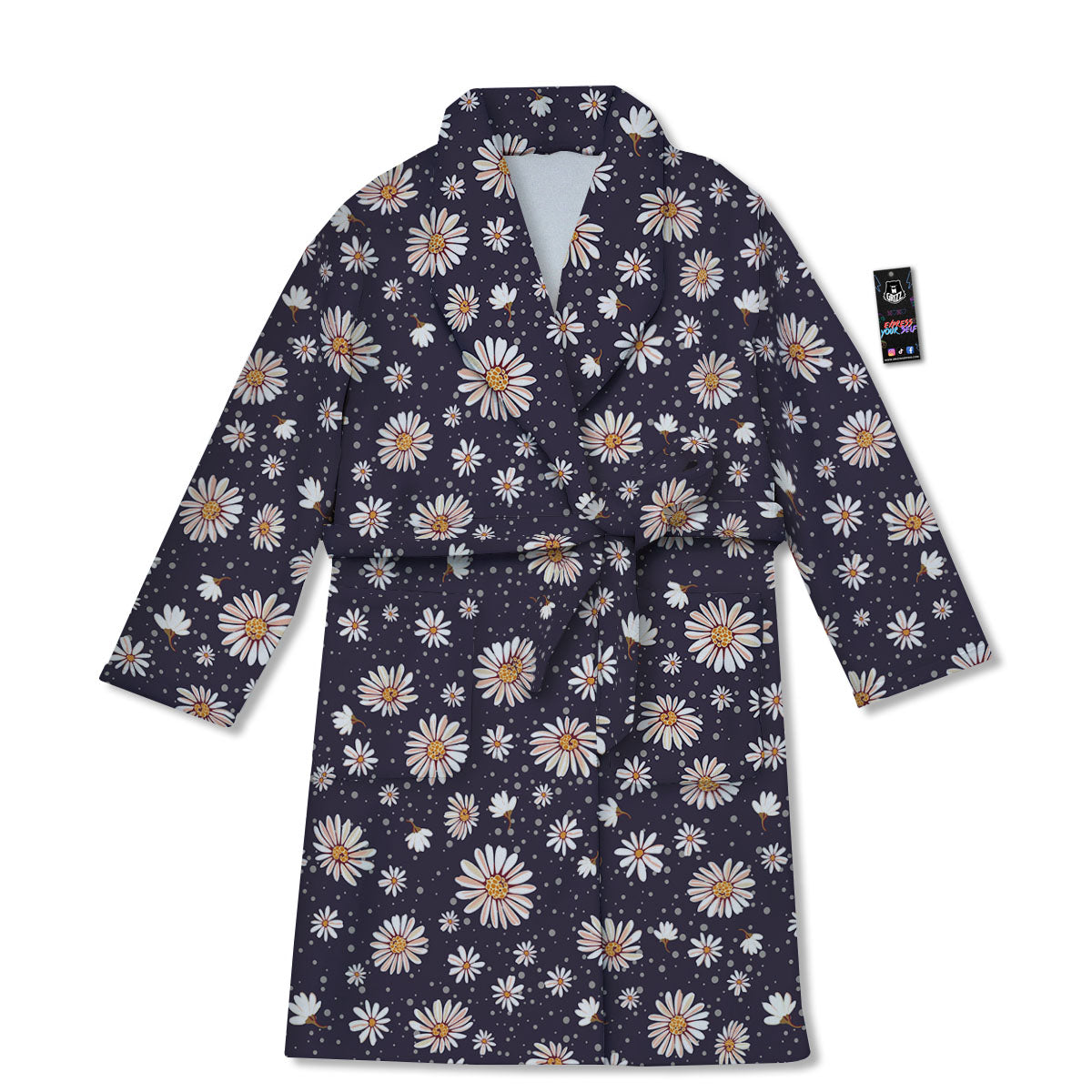Daisy Flower Polka Dot Print Pattern Bathrobe-grizzshop