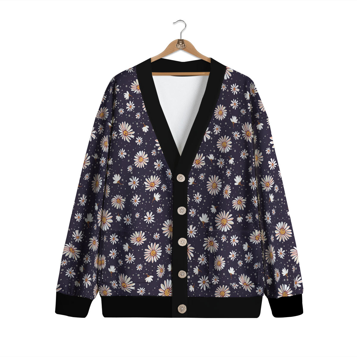 Daisy Flower Polka Dot Print Pattern Cardigan-grizzshop