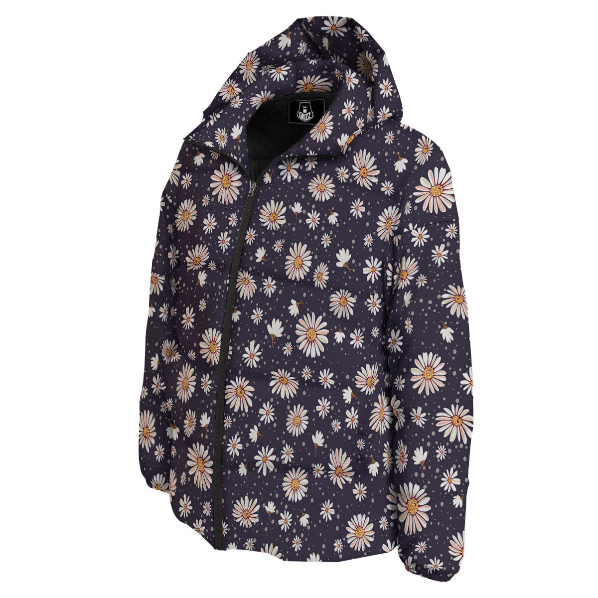 Daisy Flower Polka Dot Print Pattern Down Jacket-grizzshop