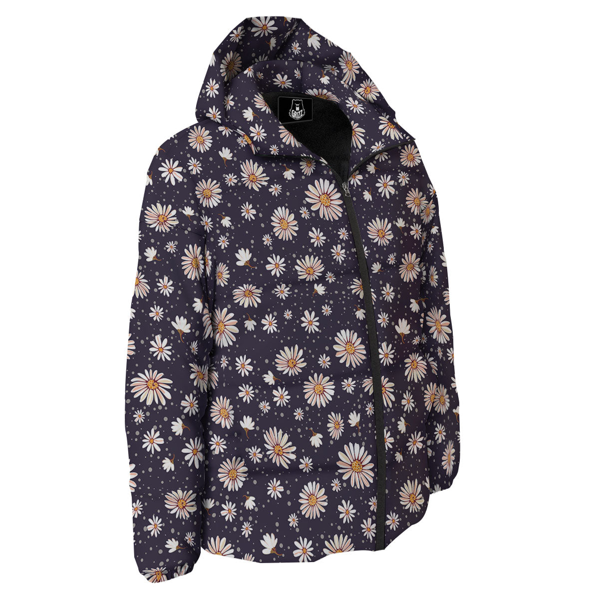 Daisy Flower Polka Dot Print Pattern Down Jacket-grizzshop